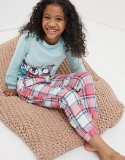 FatFace Pippa Penguin Check Pyjama Set|Girls Nightwear & Loungewear