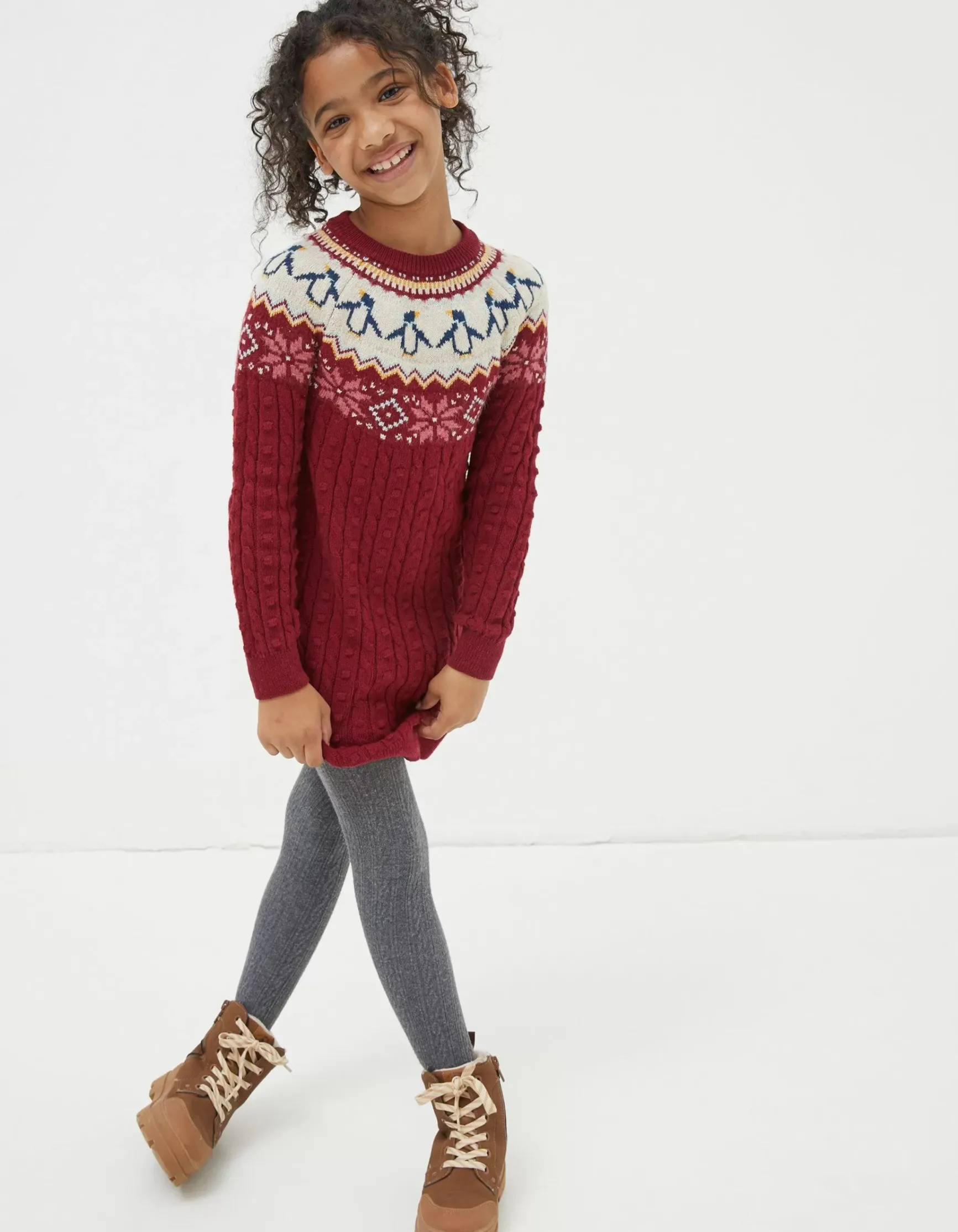 FatFace Pippa Penguin Knitted Jumper Dress|Girls View All