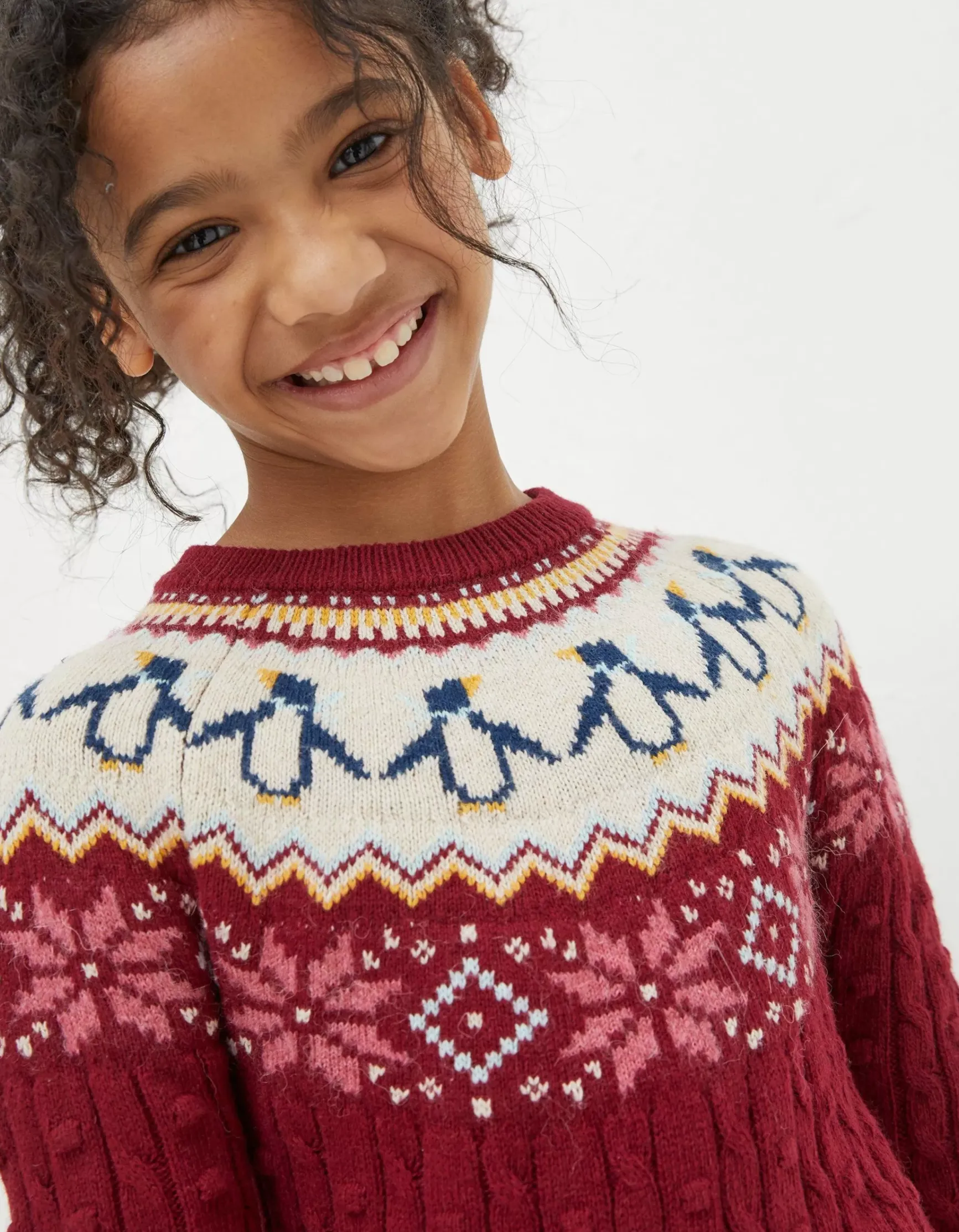 FatFace Pippa Penguin Knitted Jumper Dress|Girls View All