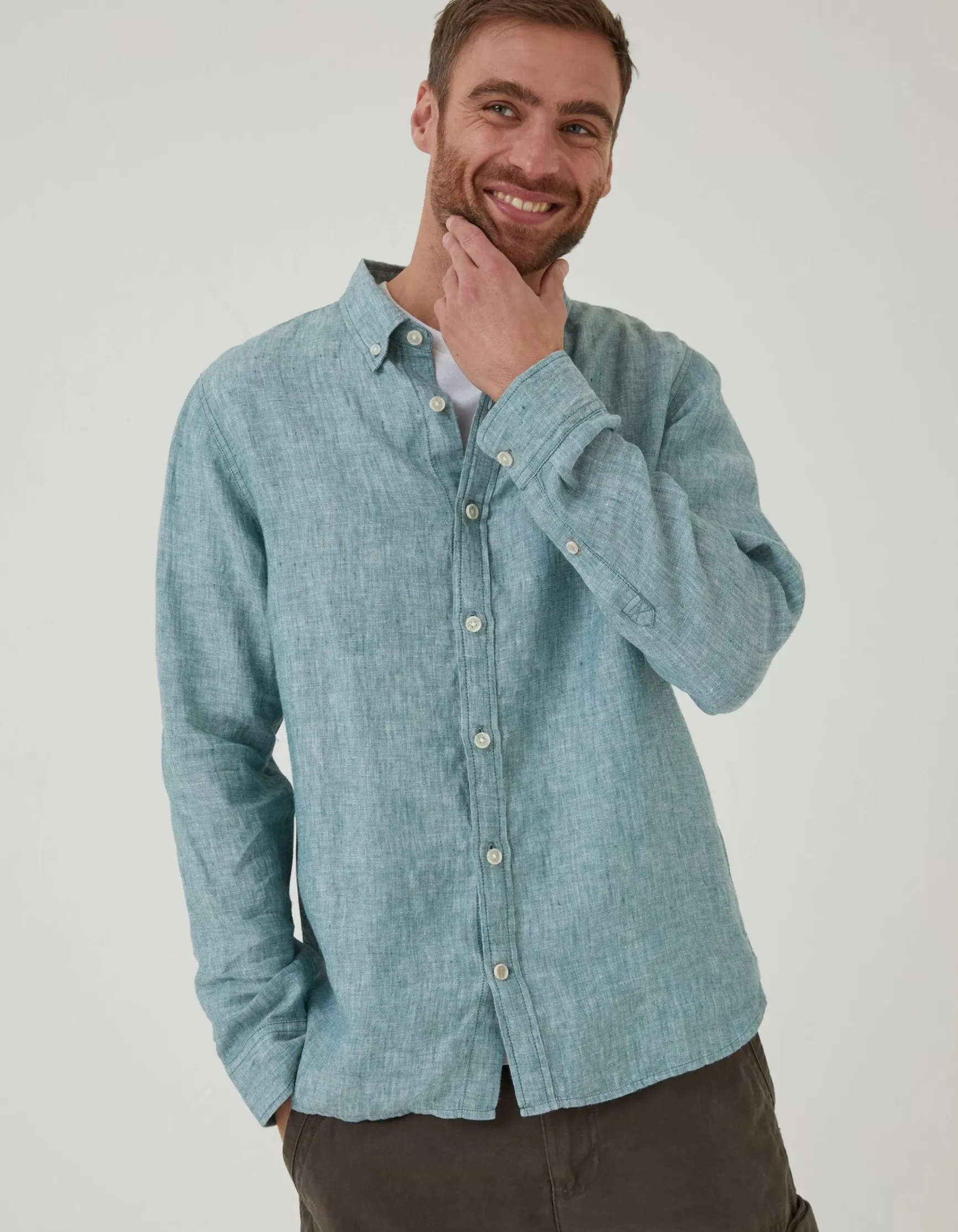 FatFace Plain Linen Shirt|Men Shirts