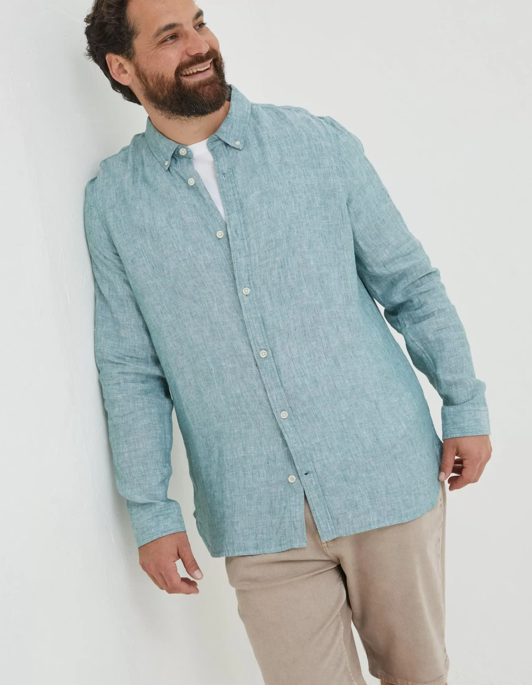 FatFace Plain Linen Shirt|Men Shirts