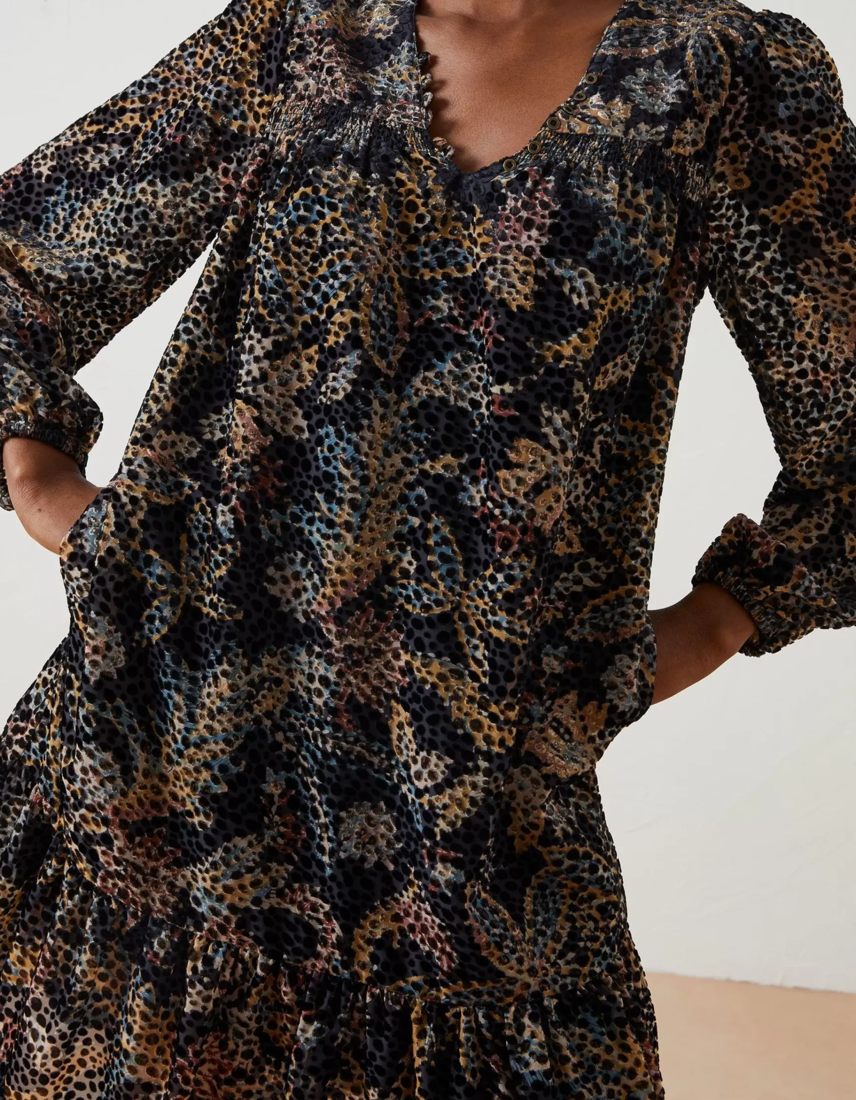 FatFace Poplar Floral Devore Dress|Women Dresses