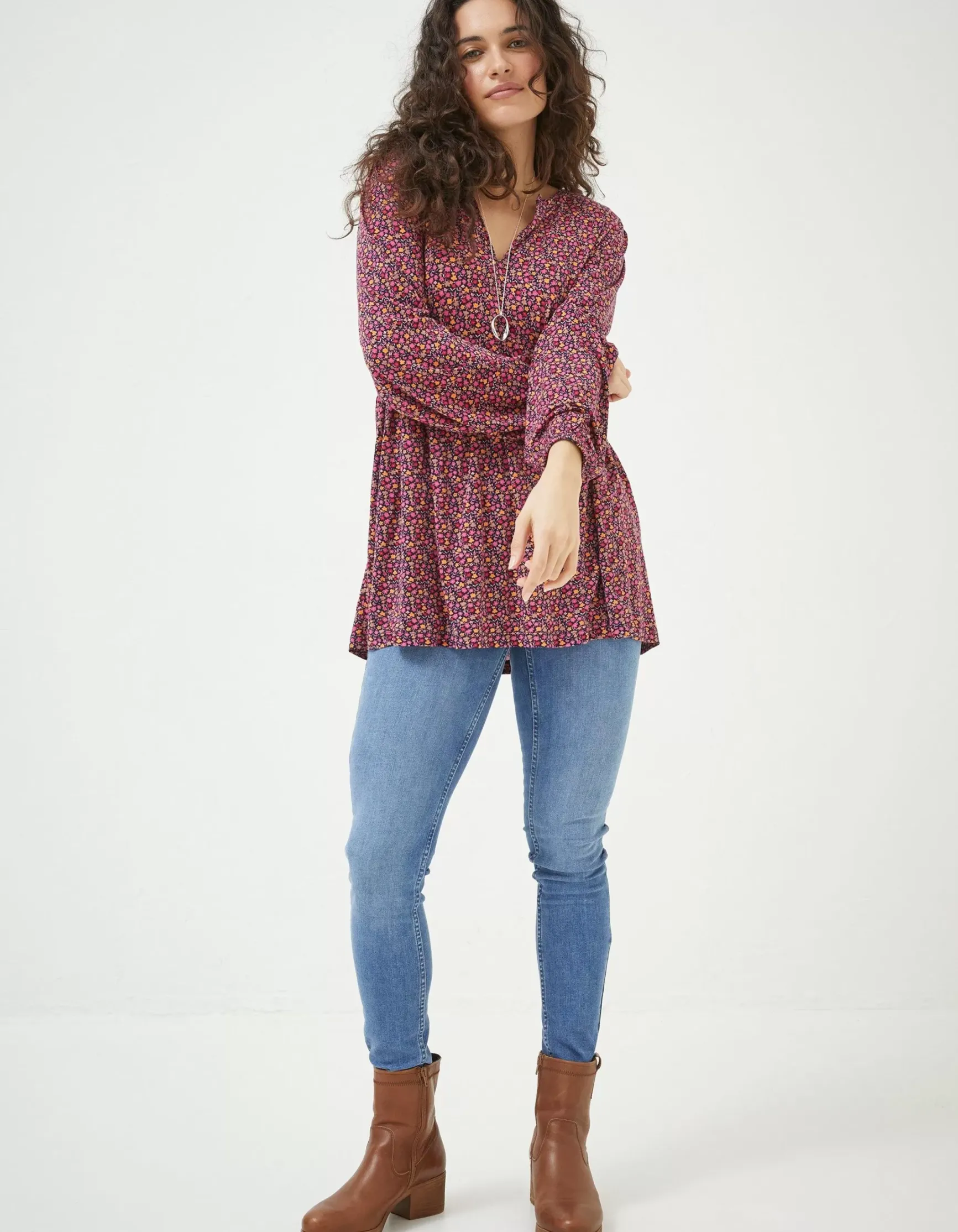 FatFace Poppy Retro Ditsy Longline|Women Tops & T-Shirts
