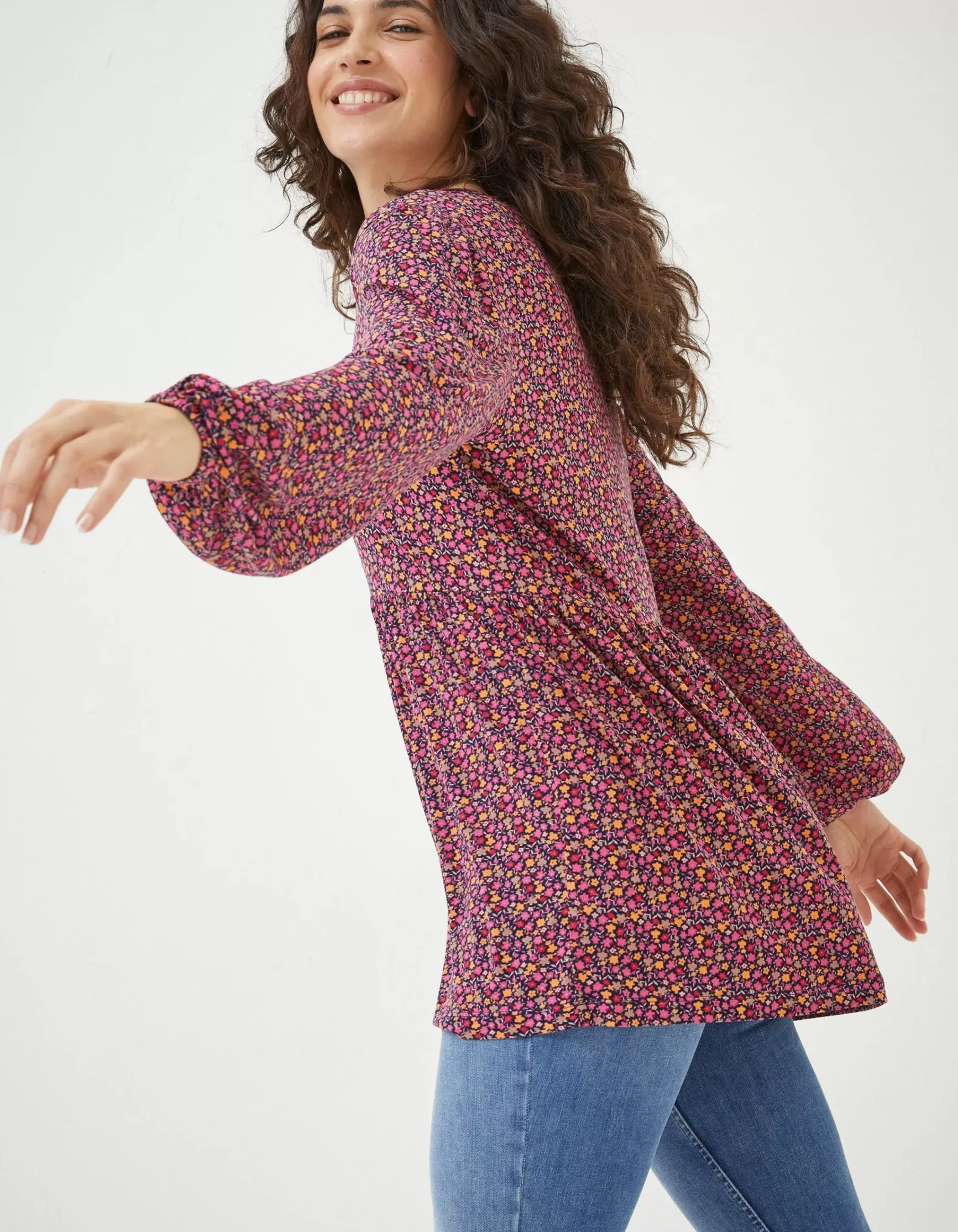 FatFace Poppy Retro Ditsy Longline|Women Tops & T-Shirts