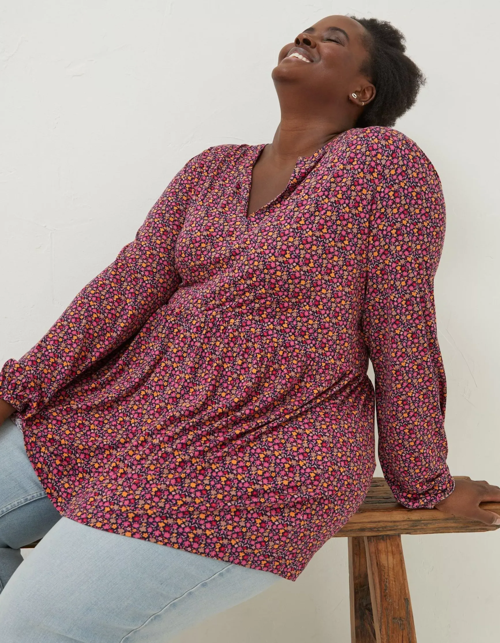 FatFace Poppy Retro Ditsy Longline|Women Tops & T-Shirts