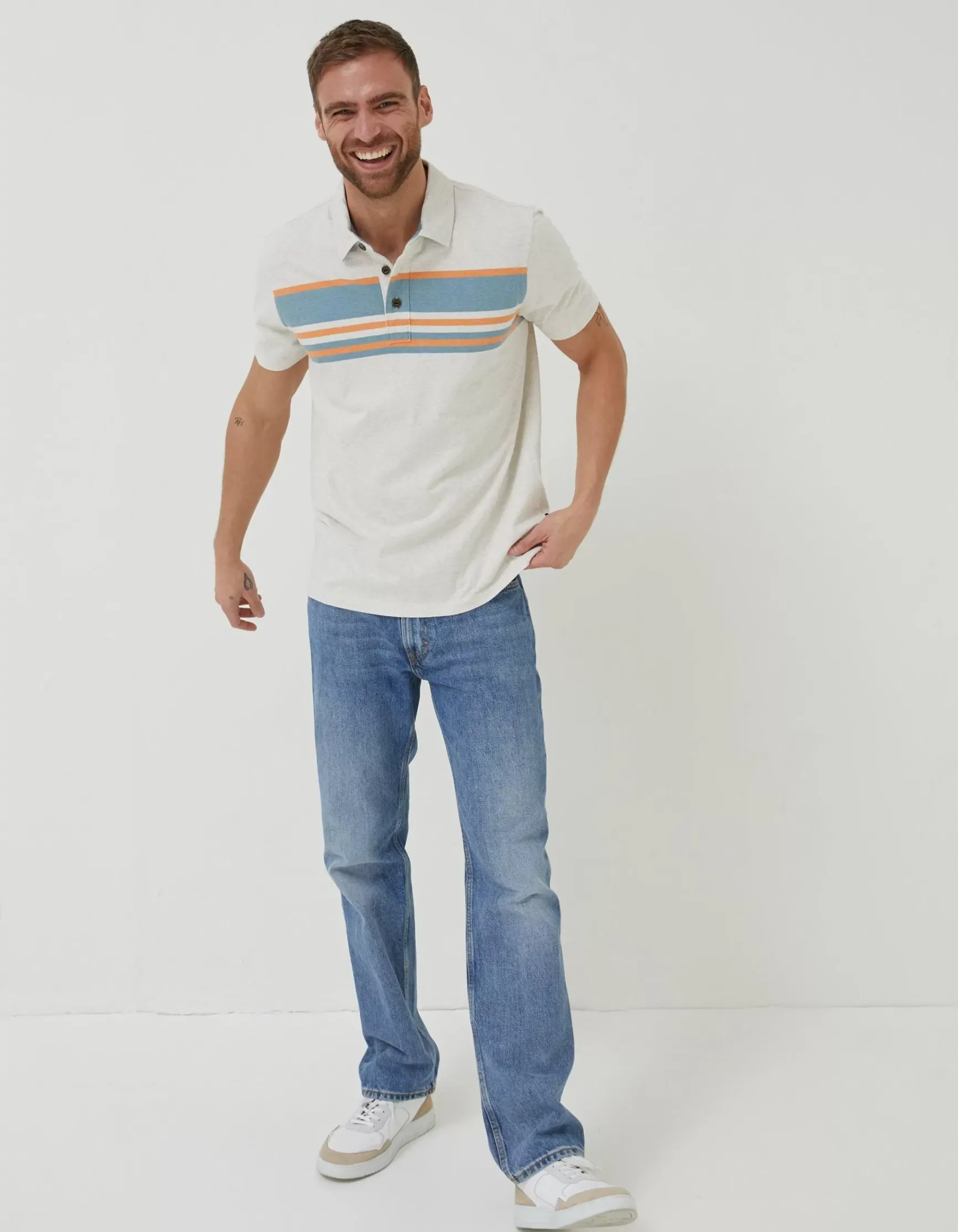 FatFace Purbeck Chest Stripe Polo|Men T-Shirts