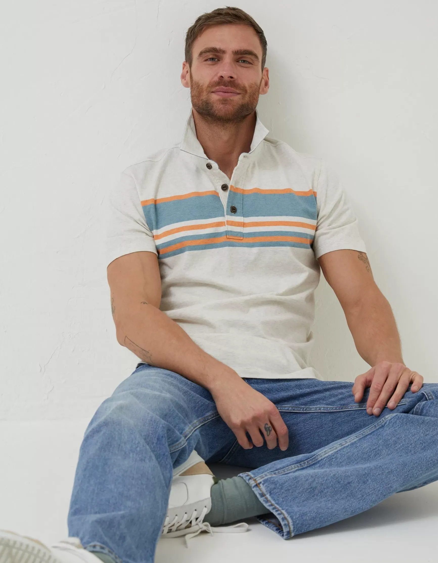 FatFace Purbeck Chest Stripe Polo|Men T-Shirts