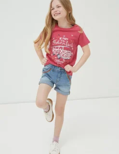 FatFace Rainbow Embroidered Denim Shorts|Girls View All