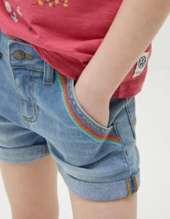 FatFace Rainbow Embroidered Denim Shorts|Girls View All