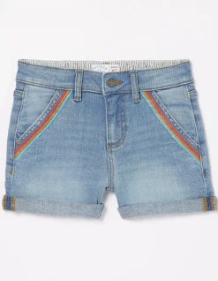 FatFace Rainbow Embroidered Denim Shorts|Girls View All
