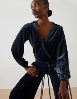 FatFace Reese Velvet Wrap Top|Women View All