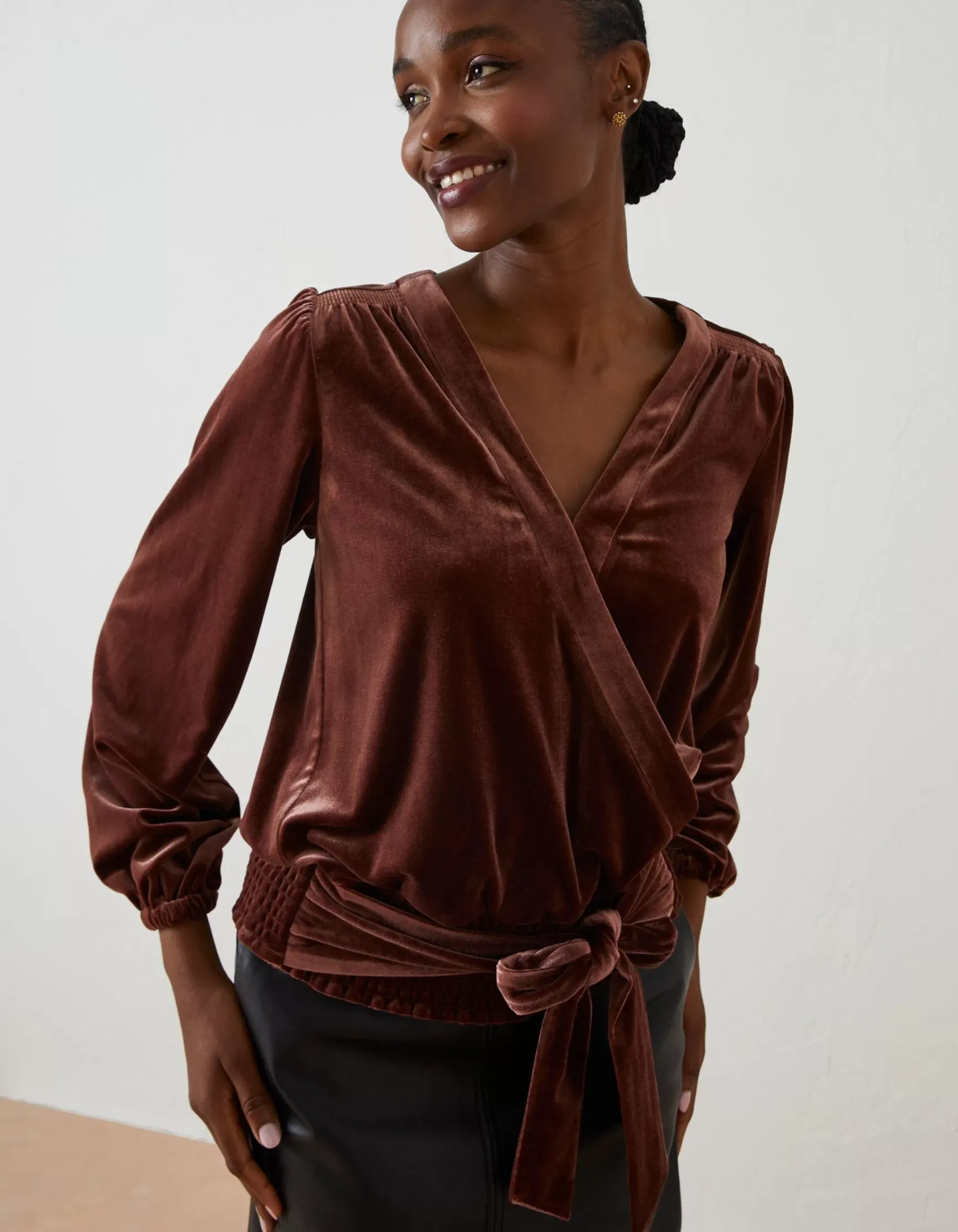 FatFace Reese Velvet Wrap Top|Women Tops & T-Shirts