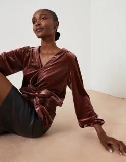 FatFace Reese Velvet Wrap Top|Women Tops & T-Shirts