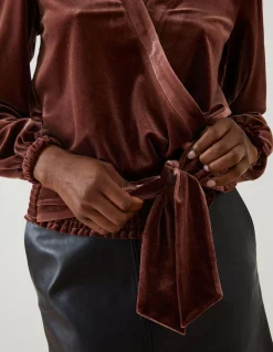 FatFace Reese Velvet Wrap Top|Women Tops & T-Shirts