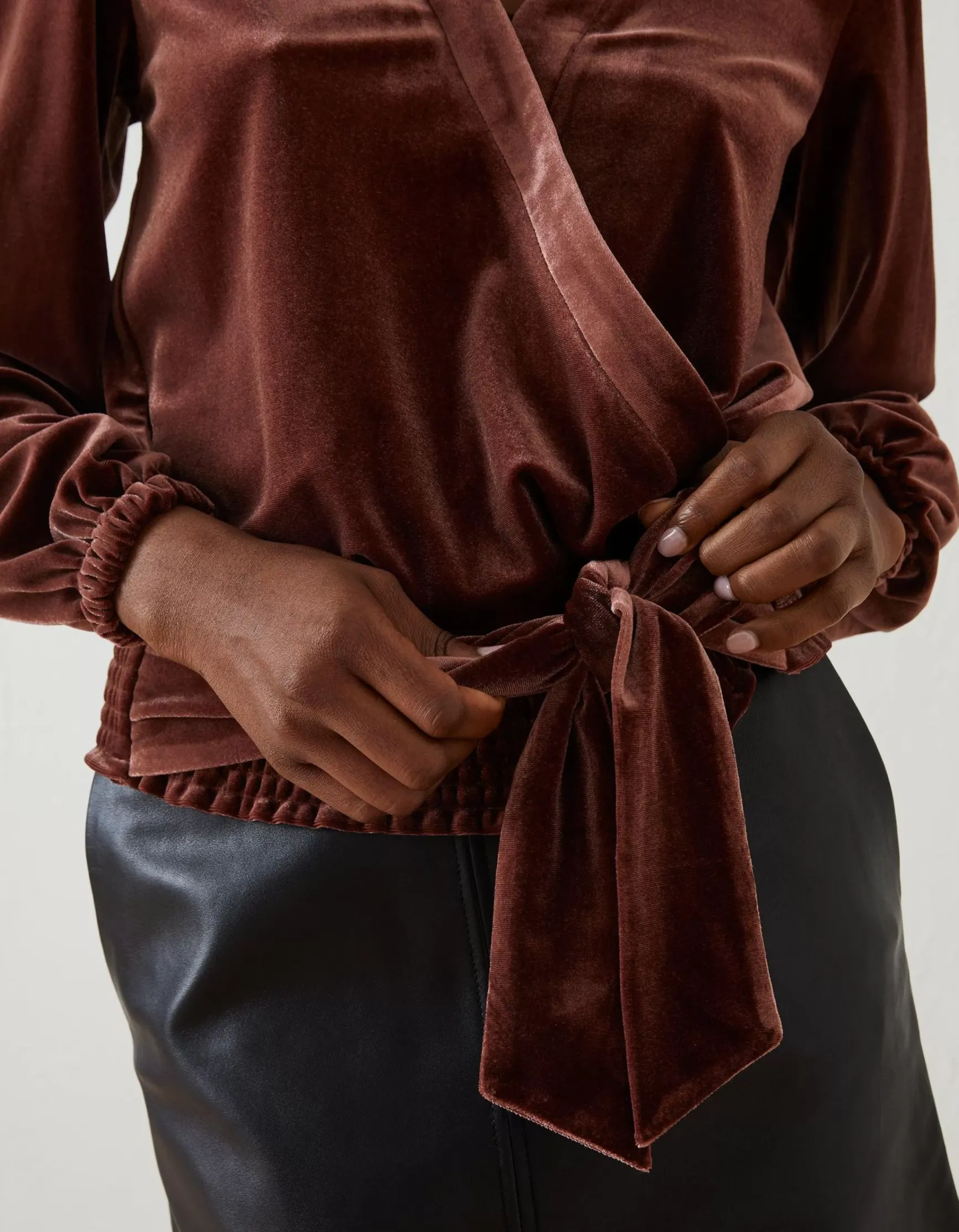 FatFace Reese Velvet Wrap Top|Women Tops & T-Shirts