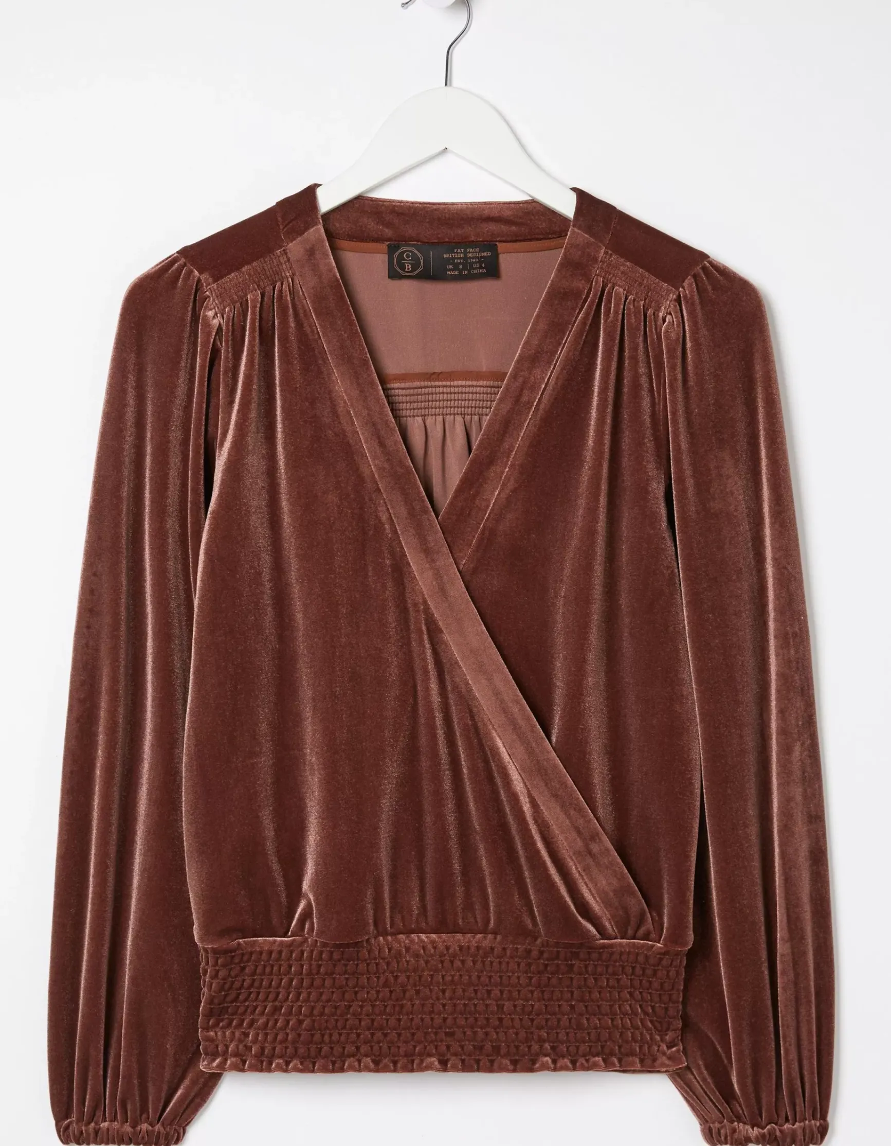 FatFace Reese Velvet Wrap Top|Women Tops & T-Shirts