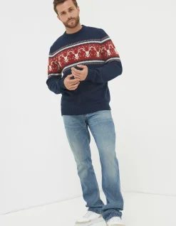 FatFace Reindeer Crew Neck Jumper|Men View All