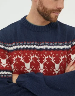 FatFace Reindeer Crew Neck Jumper|Men View All