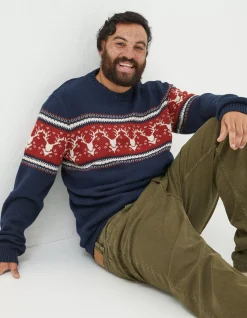 FatFace Reindeer Crew Neck Jumper|Men View All