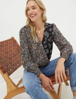 FatFace Remi Craft Floral Wrap Top|Women Tops & T-Shirts