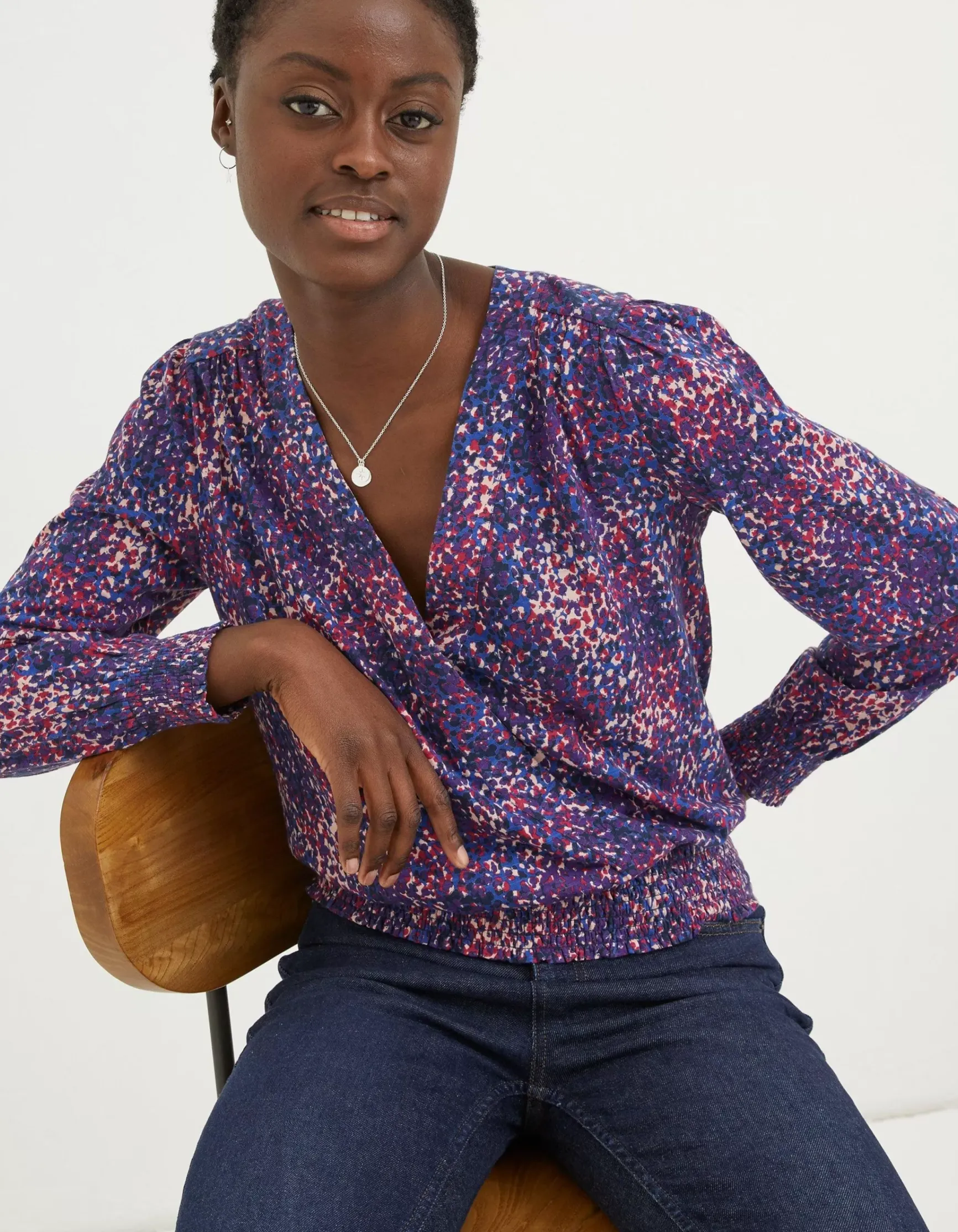 FatFace Remi Layered Spot Wrap Top|Women Tops & T-Shirts