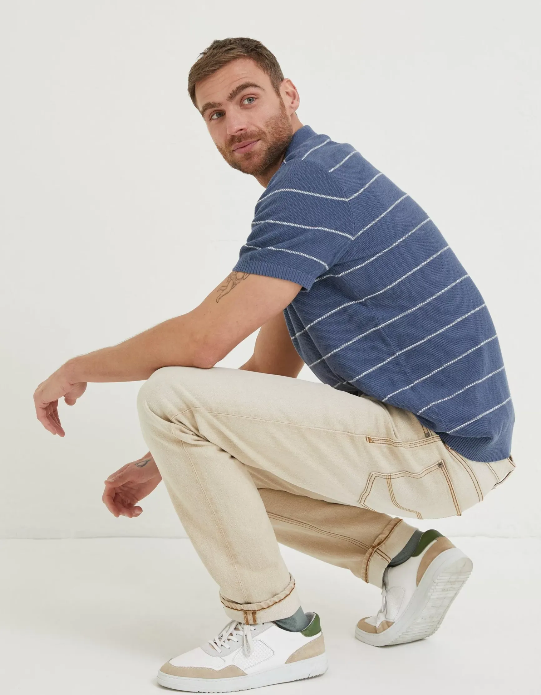 FatFace Ripon Stripe Polo|Men Knitwear