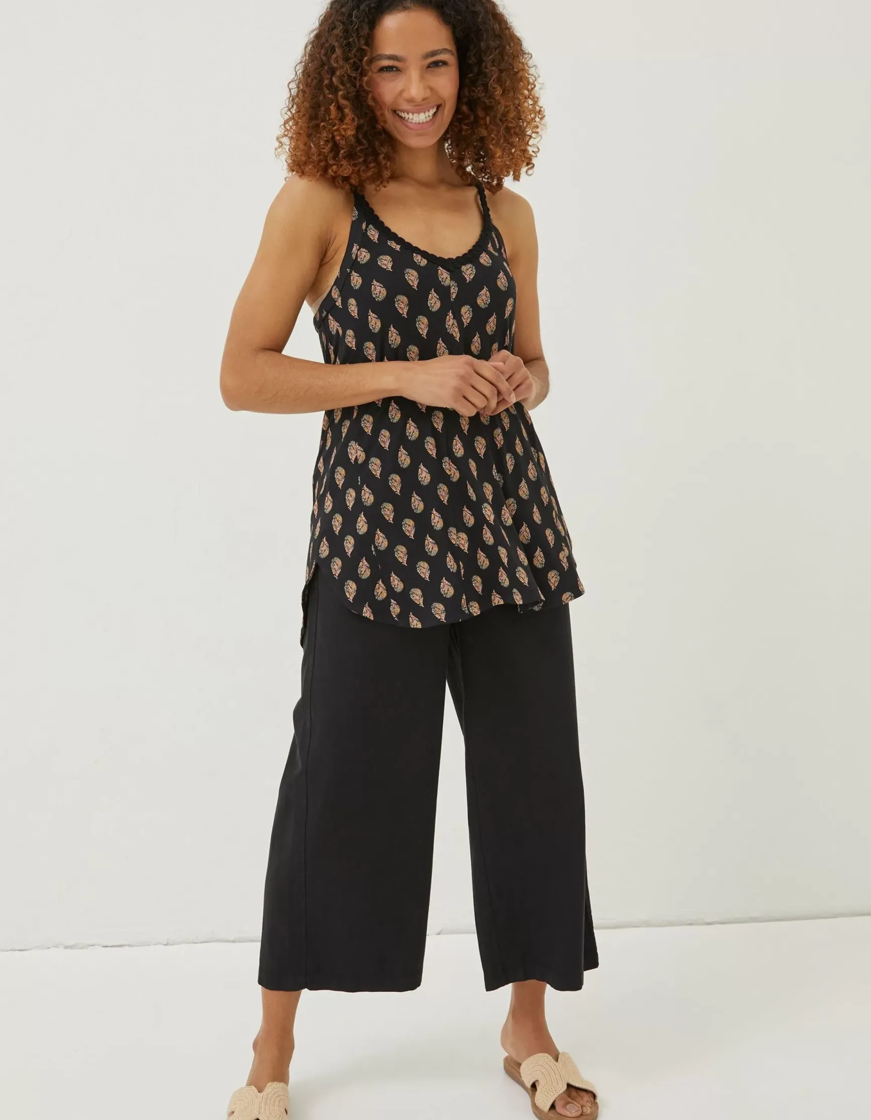 FatFace Rosie Woodblock Longline Top|Women Tops & T-Shirts