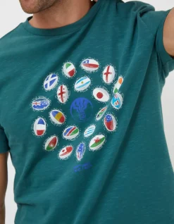 FatFace Rugby Ball Flags T-Shirt|Men T-Shirts