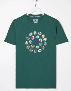 FatFace Rugby Ball Flags T-Shirt|Men T-Shirts