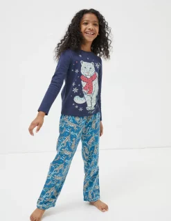 FatFace Sadie Snow Leopard Pyjama Set|Girls View All