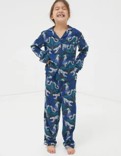 FatFace Sadie Snow Leopard Woven Pyjama Set|Girls View All