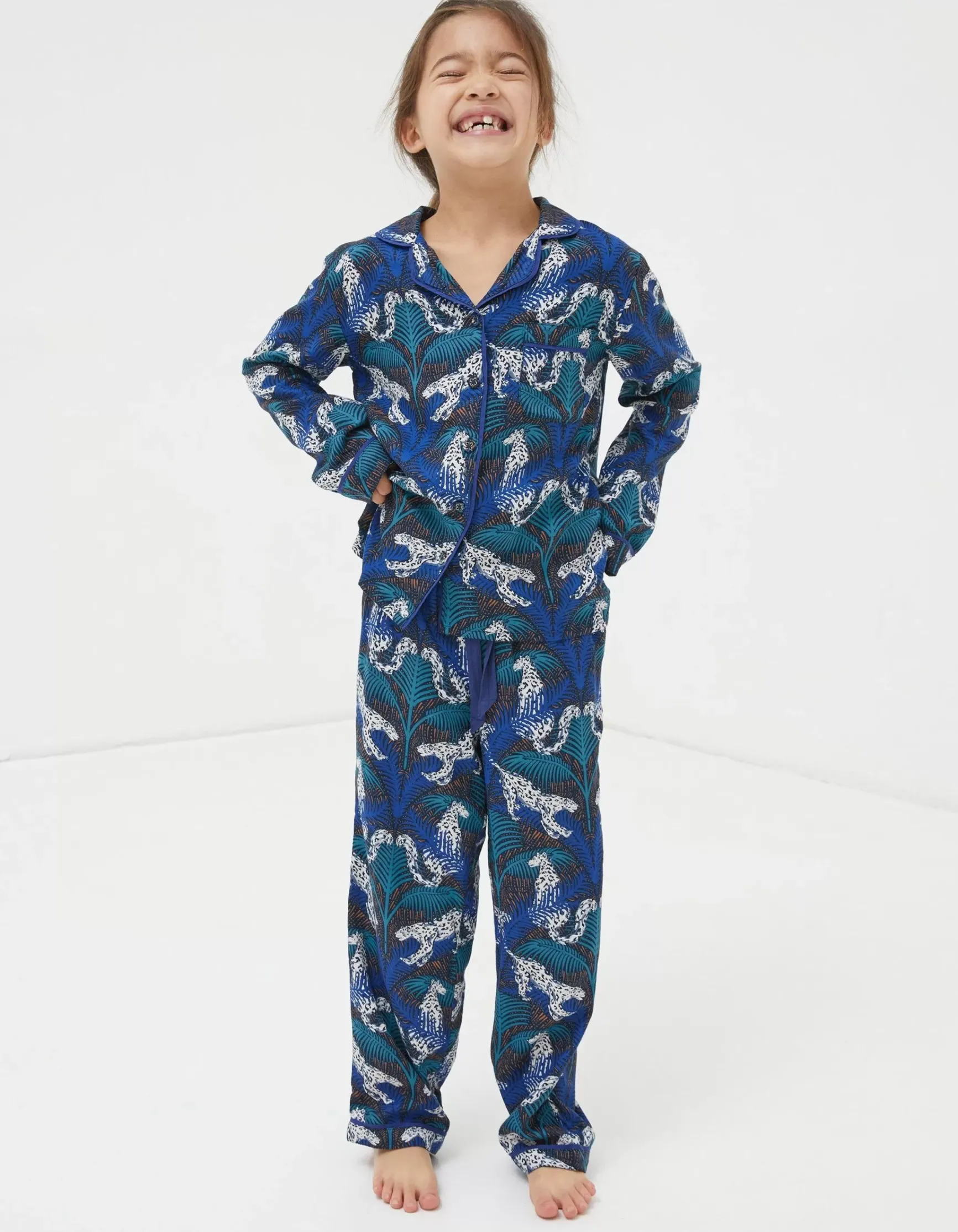 FatFace Sadie Snow Leopard Woven Pyjama Set|Girls View All