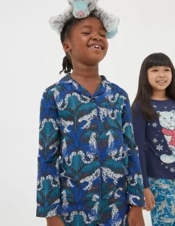FatFace Sadie Snow Leopard Woven Pyjama Set|Girls View All