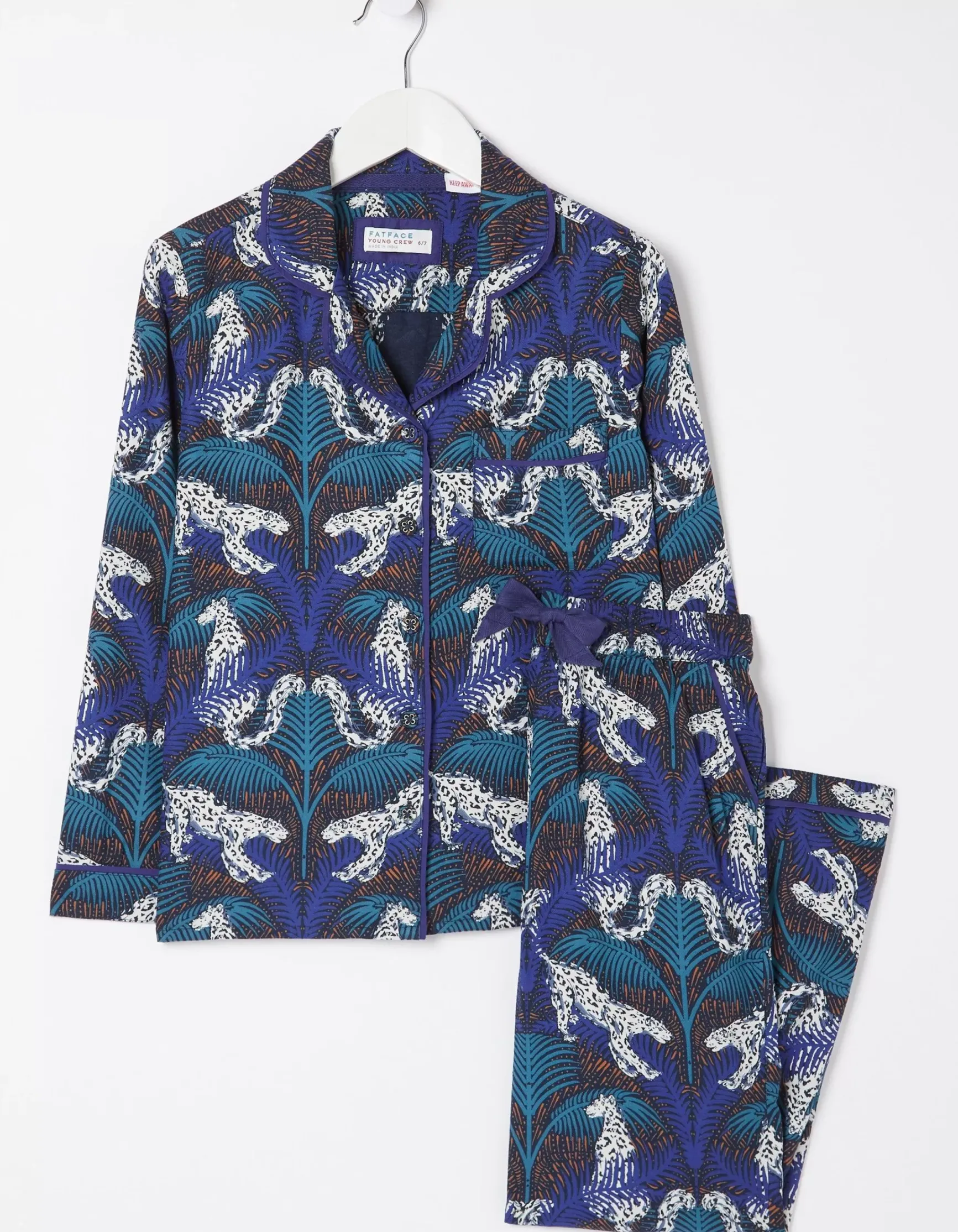 FatFace Sadie Snow Leopard Woven Pyjama Set|Girls View All