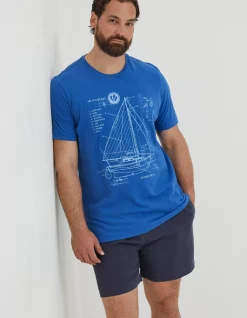 FatFace Sail Boat Sketch T-Shirt|Men T-Shirts
