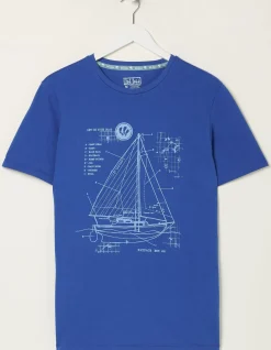 FatFace Sail Boat Sketch T-Shirt|Men T-Shirts