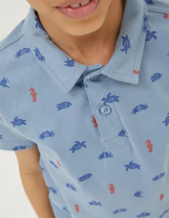 FatFace Sea Creatures Printed Polo Top|Boys View All