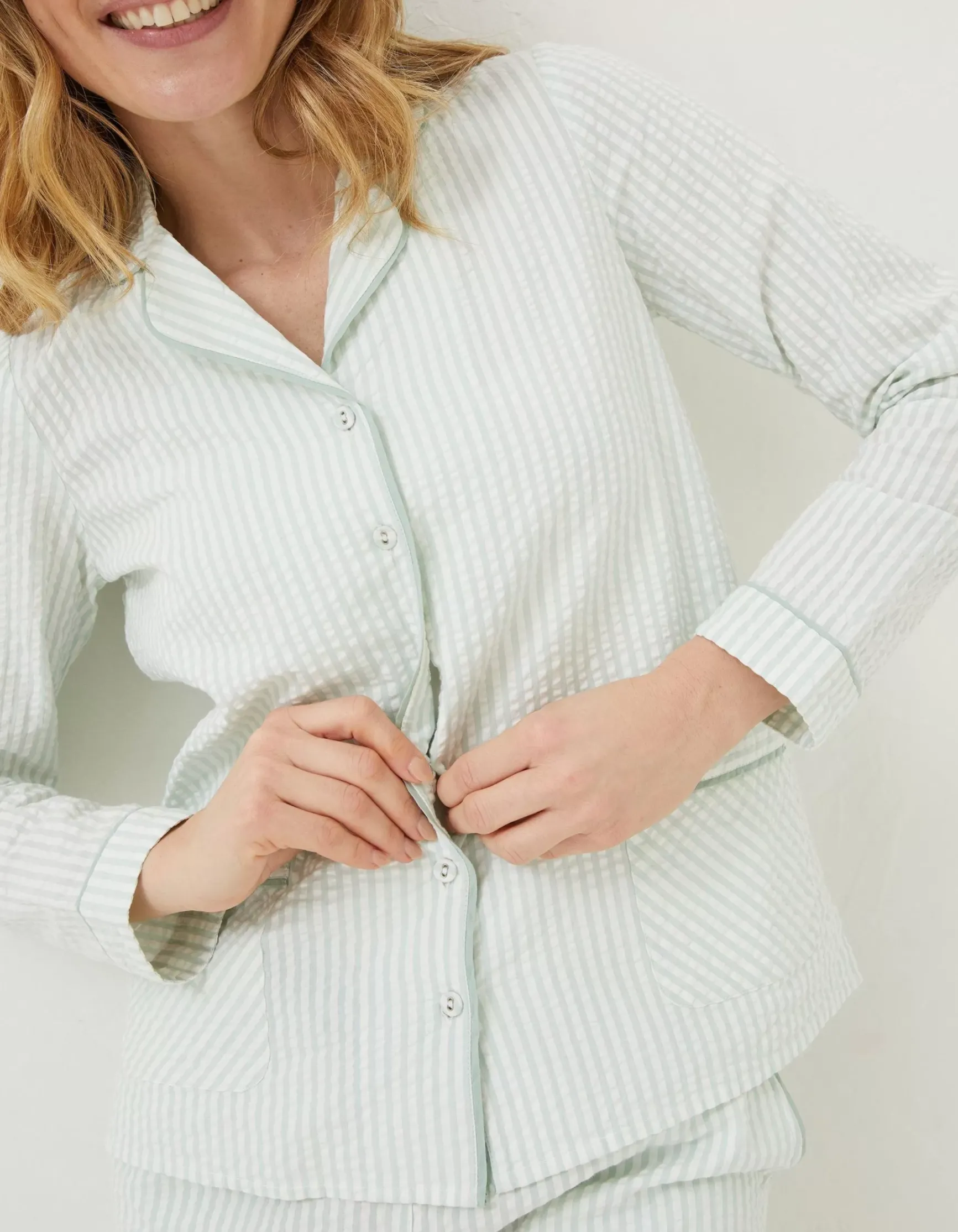 FatFace Seersucker Stripe Pj Shirt|Women Nightwear & Loungewear