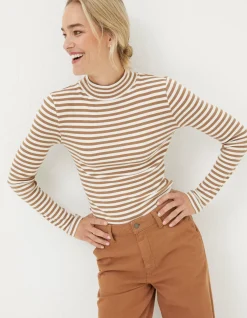FatFace Selina Stripe Roll Neck Top|Women Tops & T-Shirts