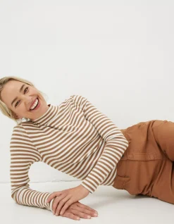 FatFace Selina Stripe Roll Neck Top|Women Tops & T-Shirts