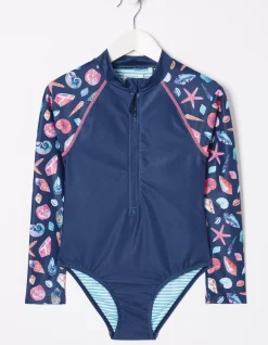 FatFace Shell Print Long Sleeve Swimsuit|Girls View All