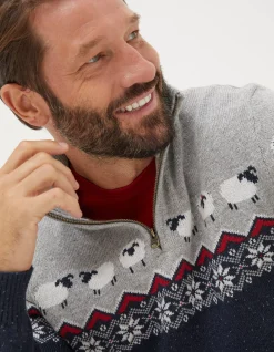 FatFace Shelter Stevie Sheep Half Neck Jumper|Men View All