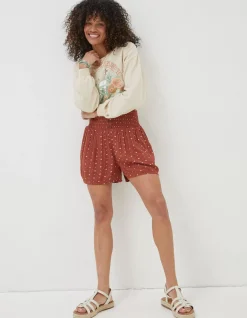 FatFace Shirred Clip Geo Shorts|Women Shorts