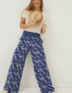 FatFace Shirred Geo Batik Palazzo|Women Trousers & Leggings