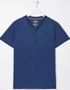 FatFace Short Sleeve Indigo Texture Henley|Men View All