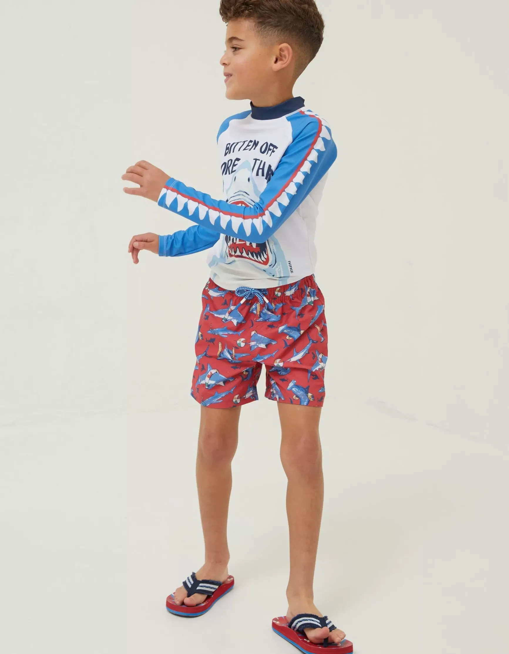 FatFace Sidney Shark Swim Shorts|Boys View All
