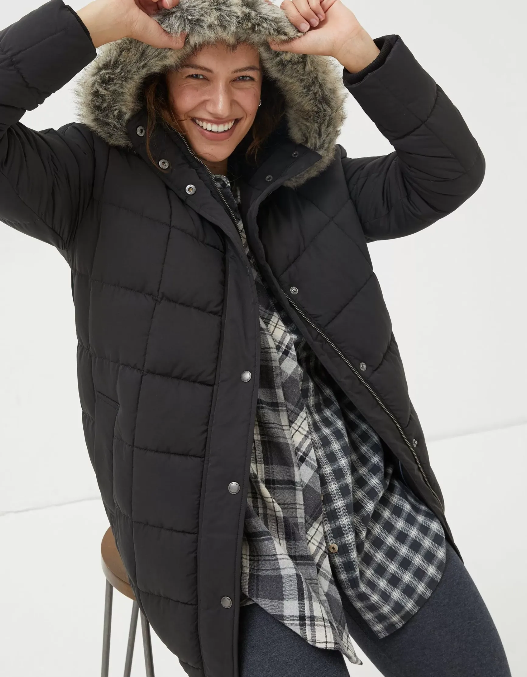 FatFace Sienna Quilted Mid Length Coat|Women Coats & Jackets