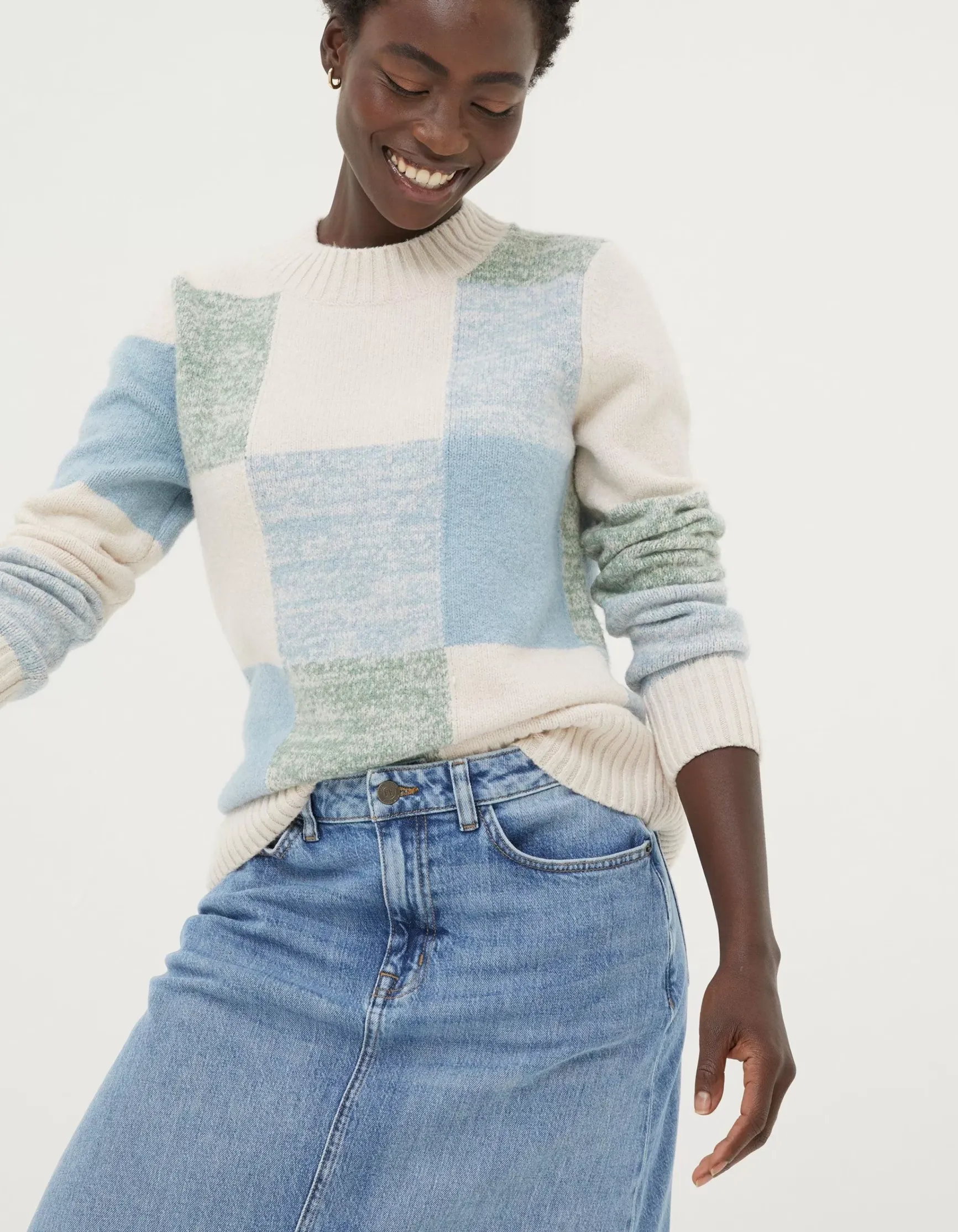 FatFace Sienna Square Patterned Jumper|Women Knitwear