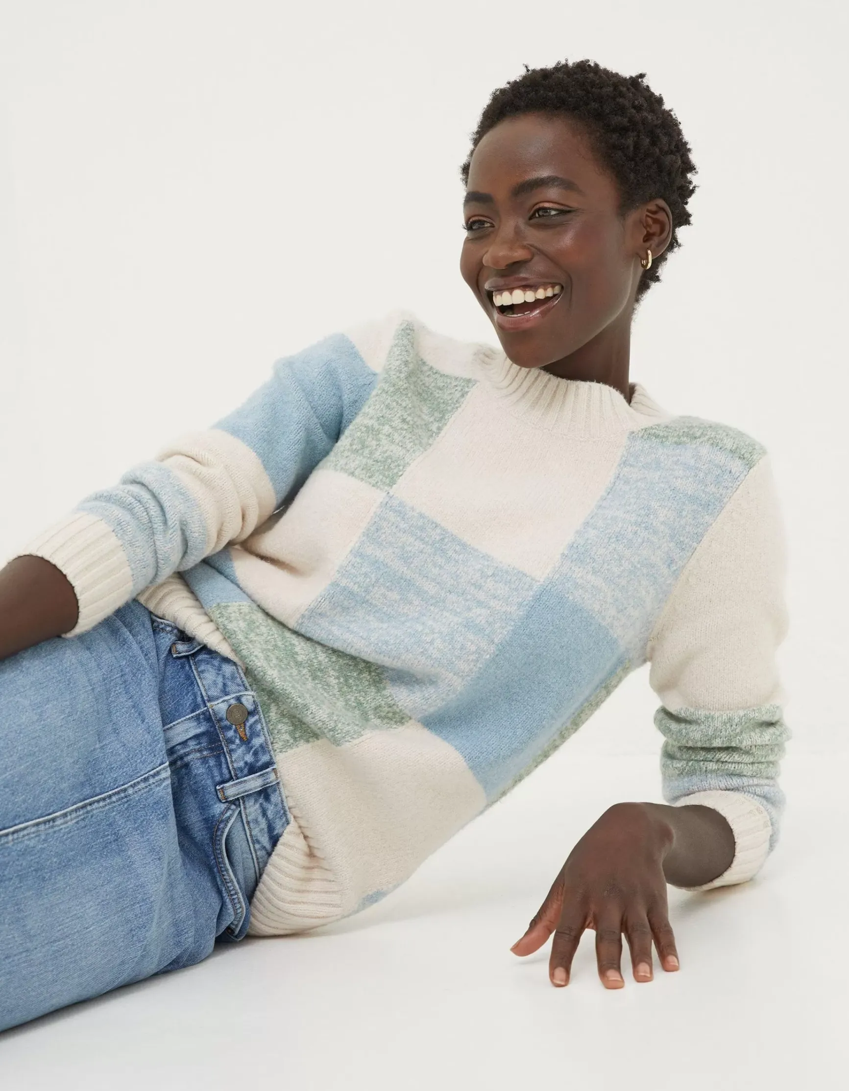FatFace Sienna Square Patterned Jumper|Women Knitwear