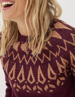 FatFace Silve Fairisle Sparkle Jumper|Women View All